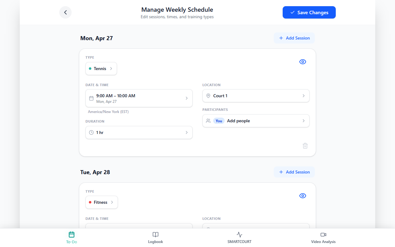 Manage Weekly Schedule