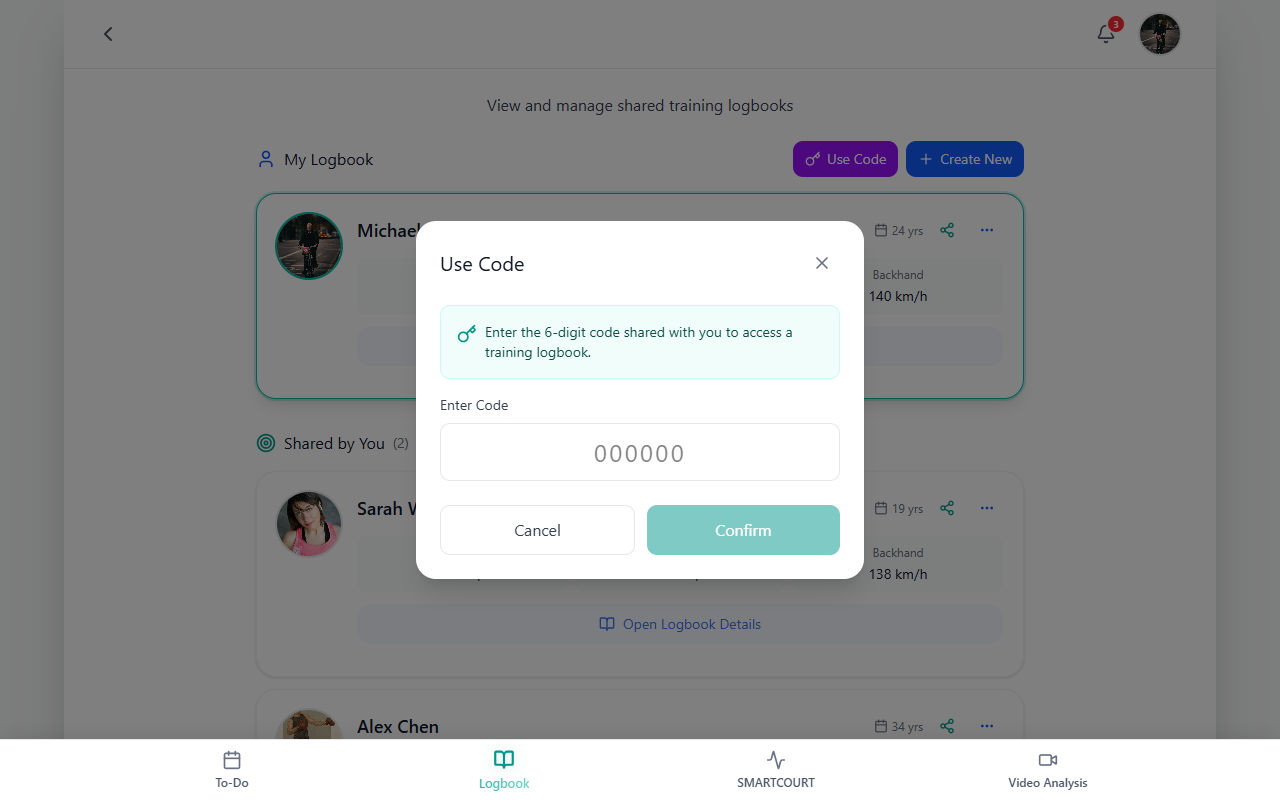 Use Code — enter a six-digit invite