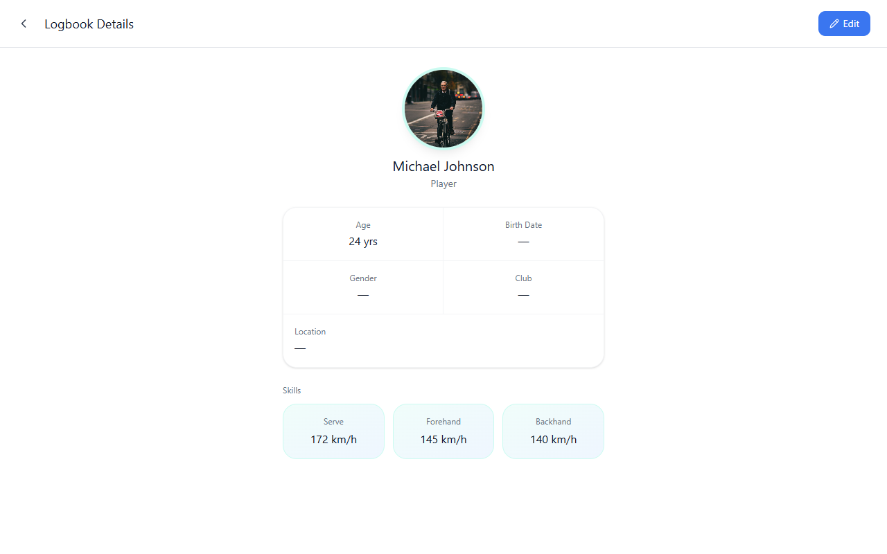 Logbook Details — read-only profile